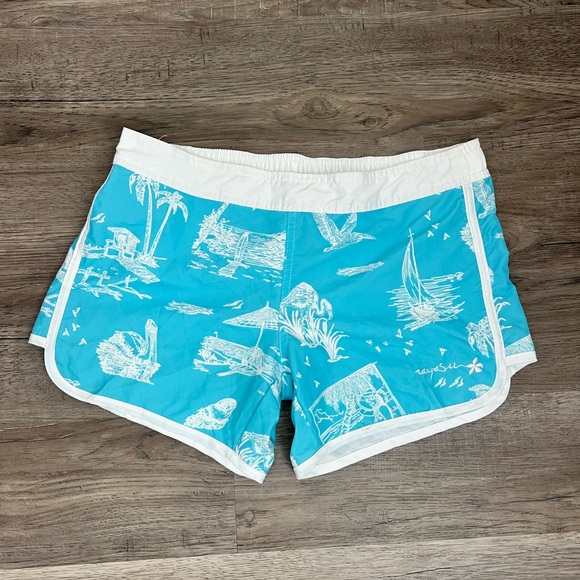 raya sun Other - Raya Sun Turquoise and White Nautical Tropical Women‎ Swim Shorts Size L